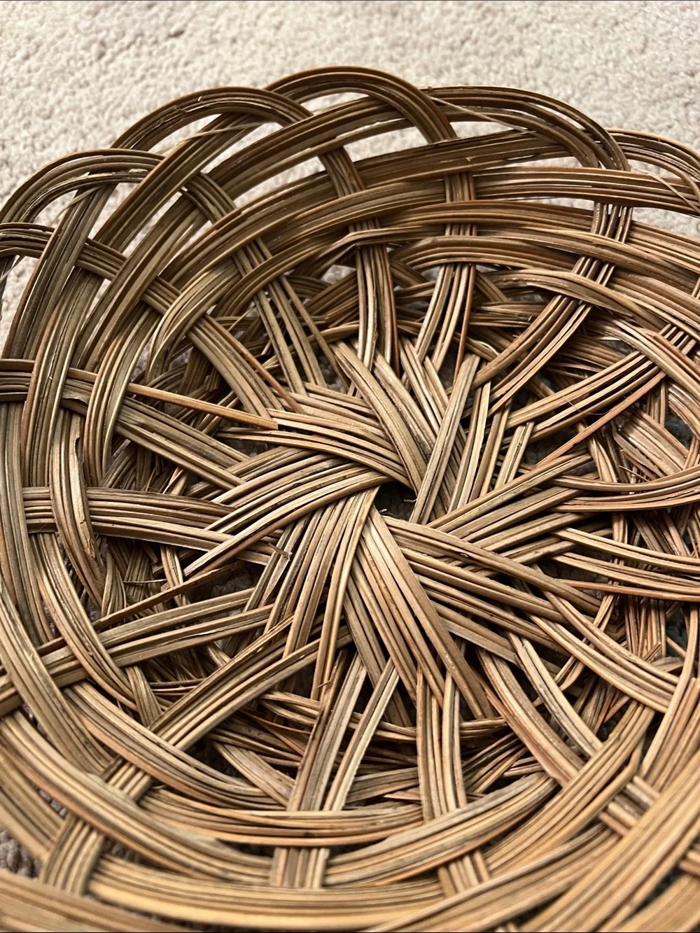 Farmhouse Woven Natural Rattan Decorative Basket - Brown